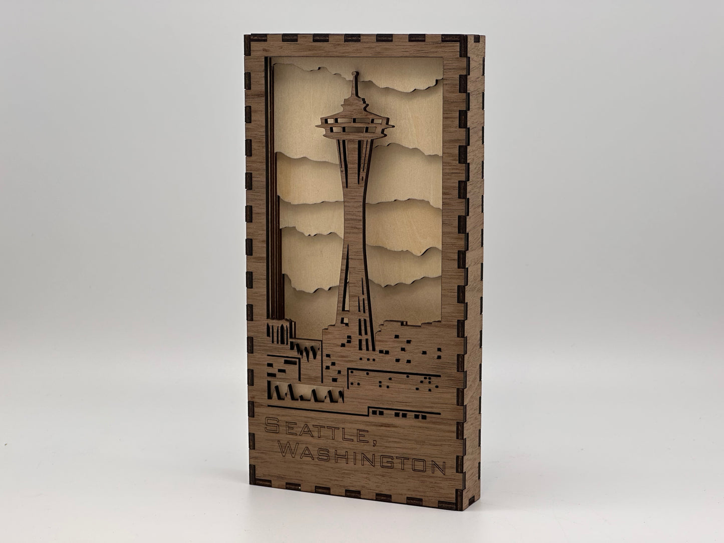 Seattle Space Needle Sunset Laser Cut Light Box