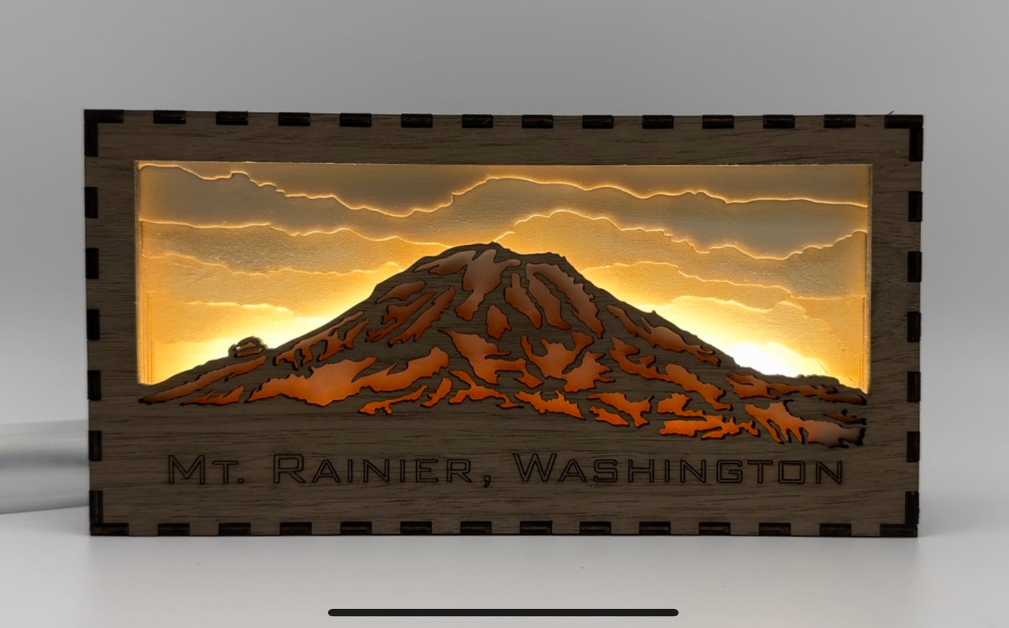 Mt. Rainier Sunrise Laser Cut Light Box