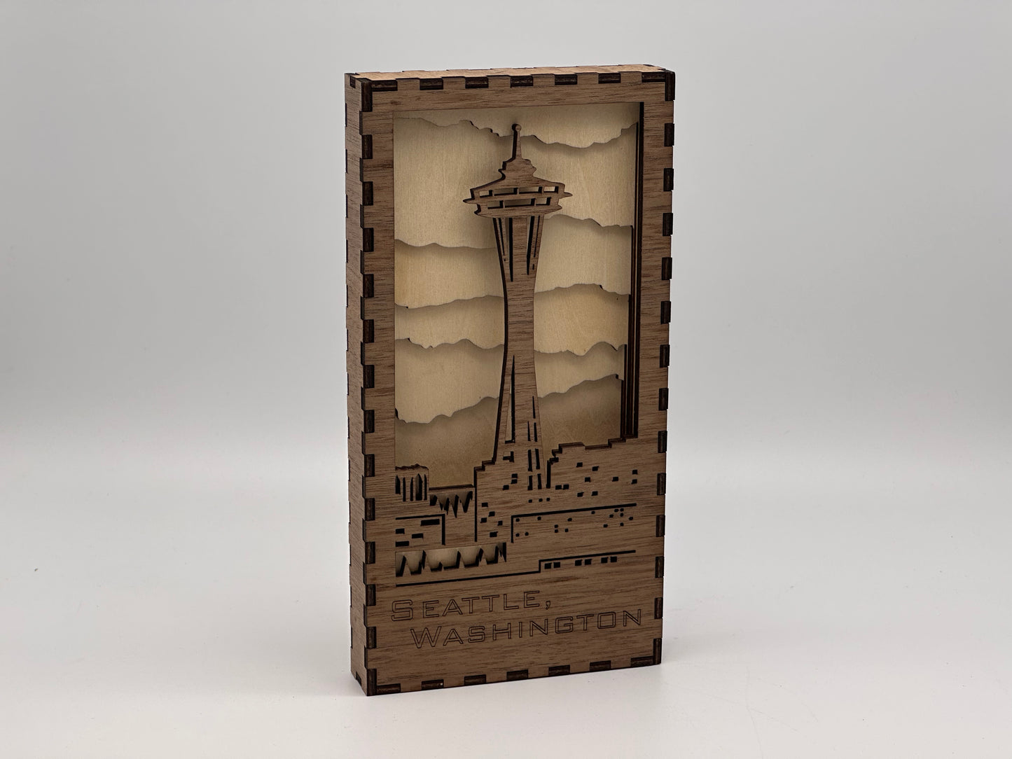 Seattle Space Needle Sunset Laser Cut Light Box