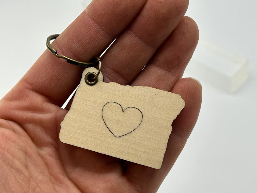 Oregon State Wood Keychain