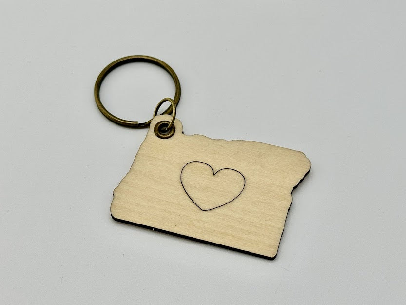 Oregon State Wood Keychain
