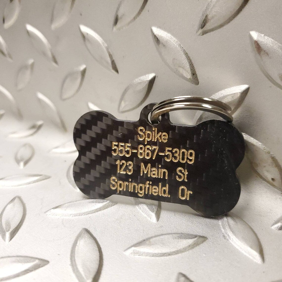 Carbon Fiber Engraved Pet ID tag - Dog Tag - Cat Tag