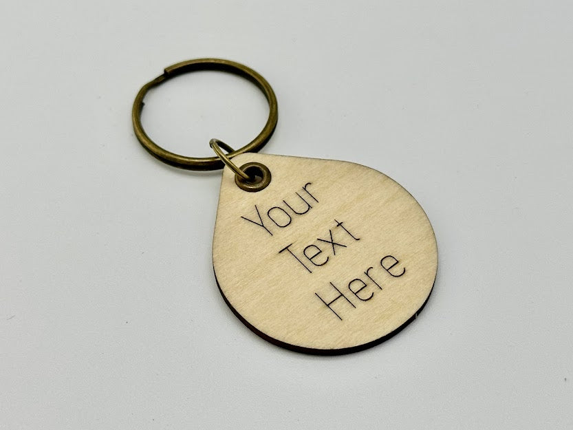 Customizable Personalized Laser Engraved Text Wood Keychain