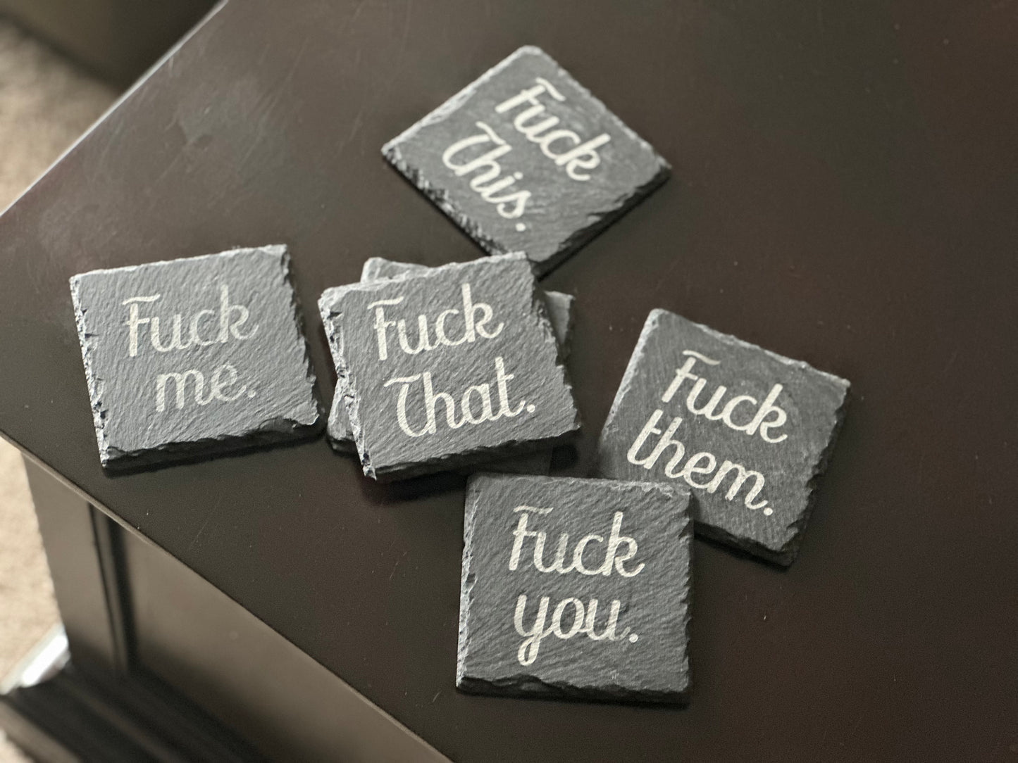 Laser Engraved Slate Coaster Set