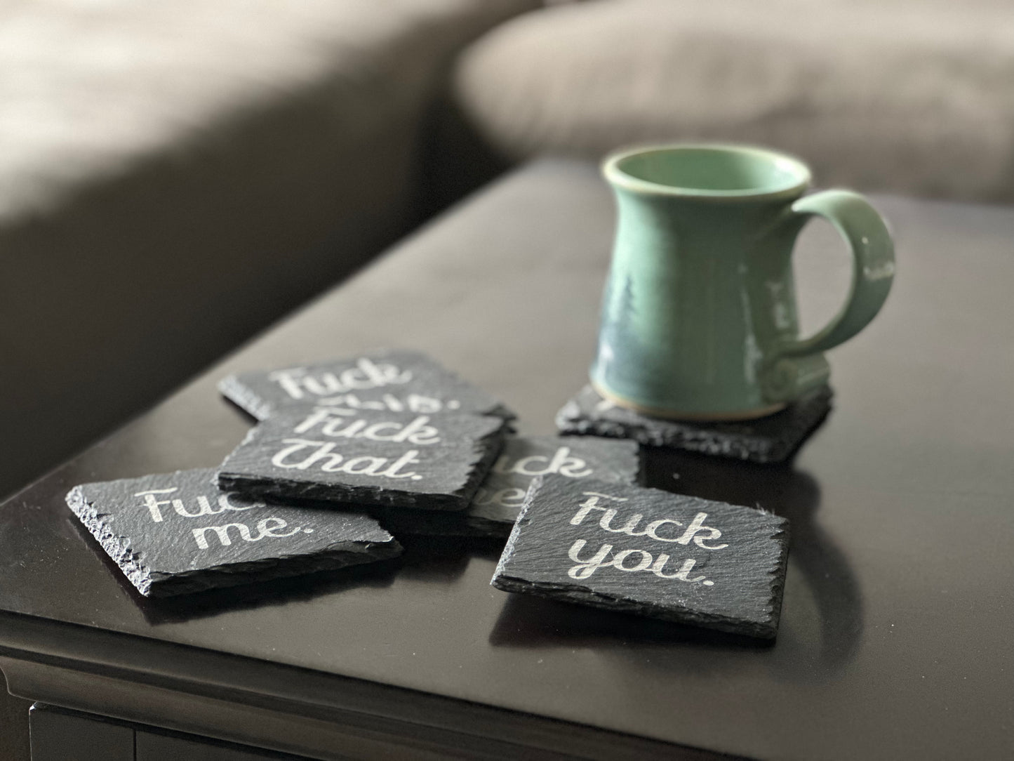 Laser Engraved Slate Coaster Set