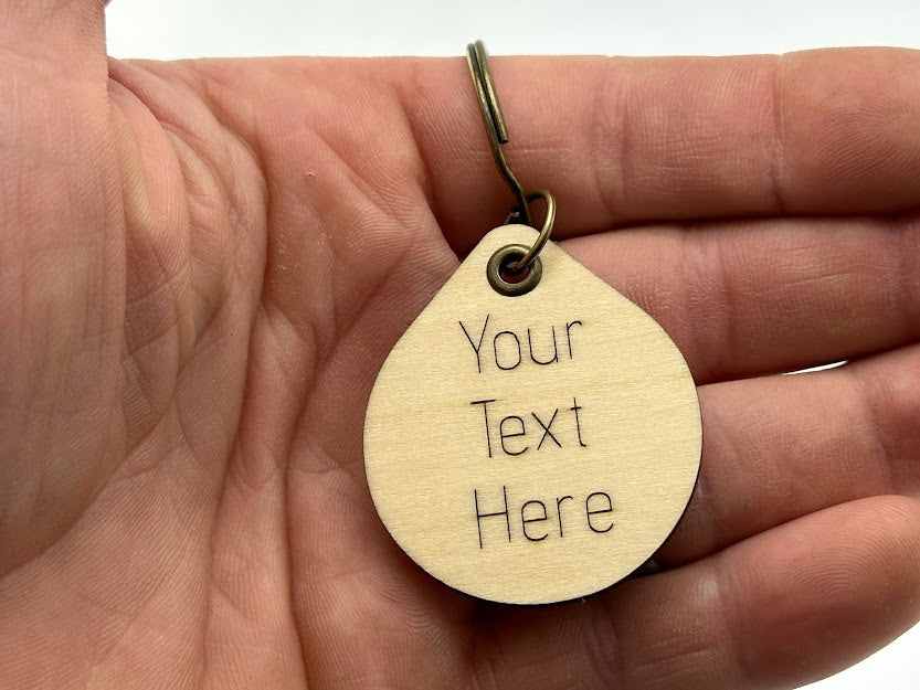 Customizable Personalized Laser Engraved Text Wood Keychain