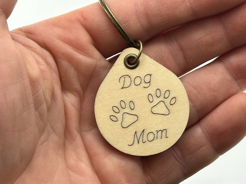 Dog Parent Wood Keychain
