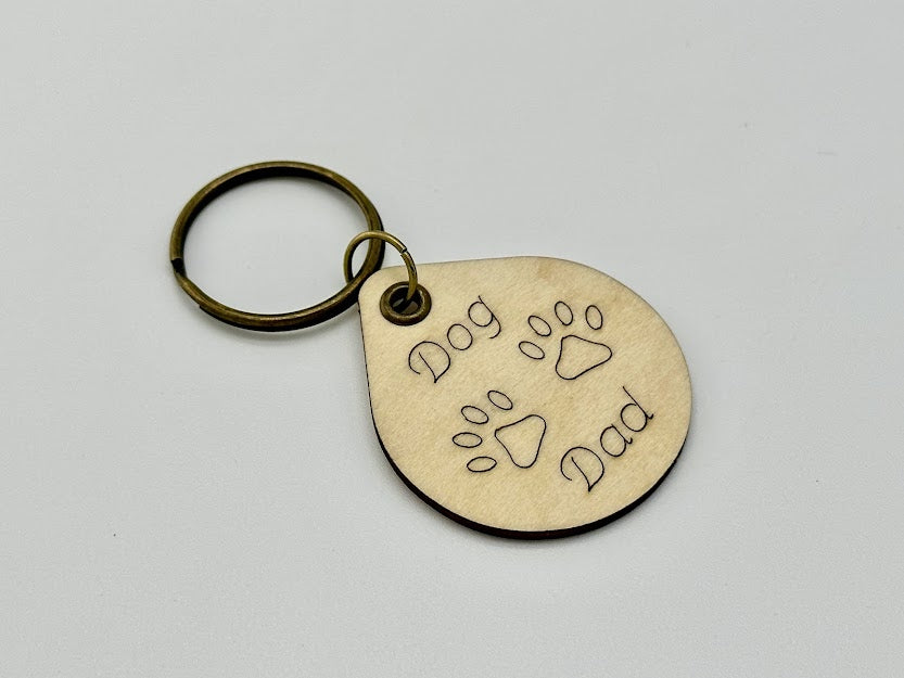 Dog Parent Wood Keychain