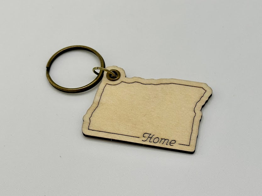 Oregon State Wood Keychain