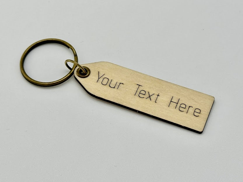 Customizable Personalized Laser Engraved Text Wood Keychain