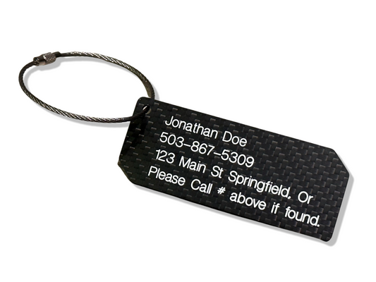 Personalized Carbon Fiber Engraved and Painted Luggage Tag