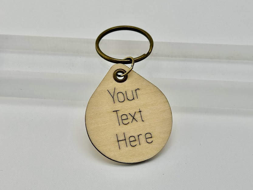 Customizable Personalized Laser Engraved Text Wood Keychain