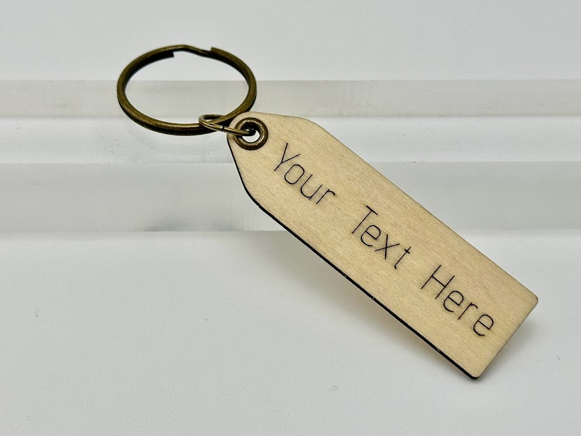 Customizable Personalized Laser Engraved Text Wood Keychain