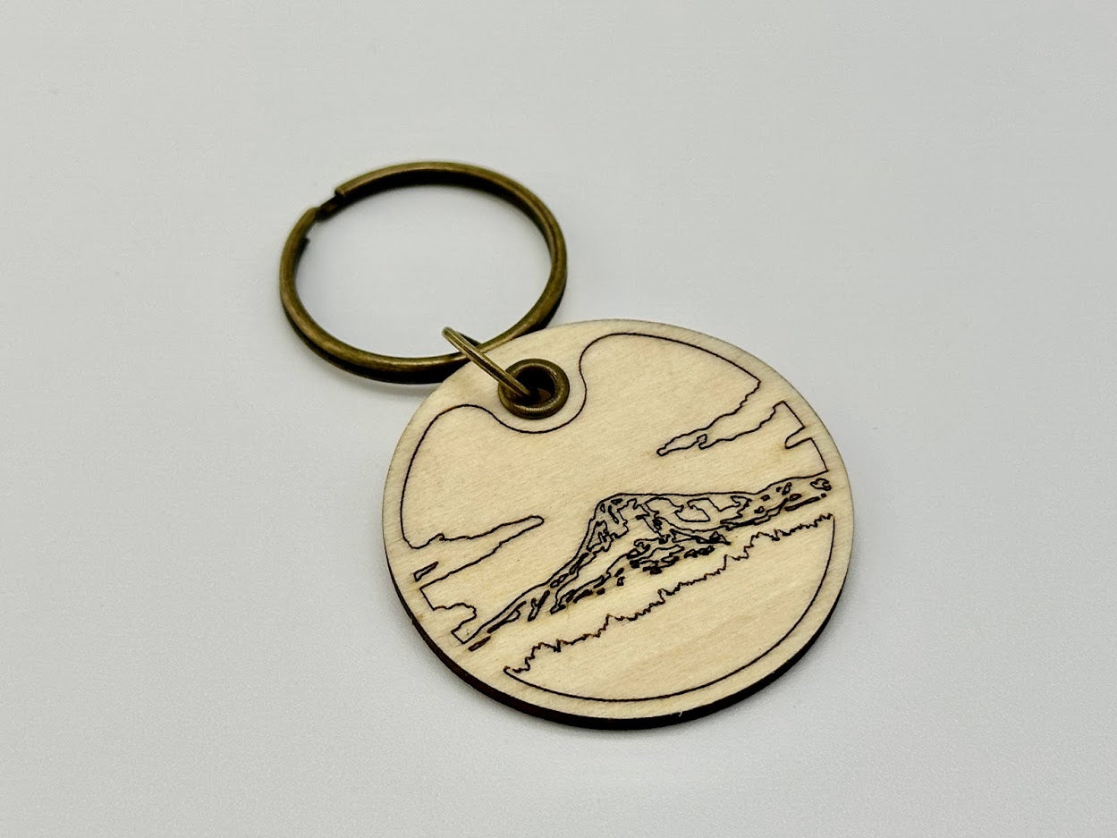 Mt. Hood View Wood Keychain