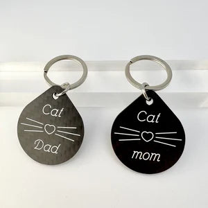 engraved carbon fiber keychain cat dad cat mom