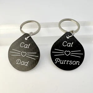engraved carbon fiber keychain cat dad cat purrson