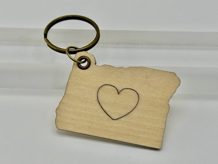 Oregon State Wood Keychain