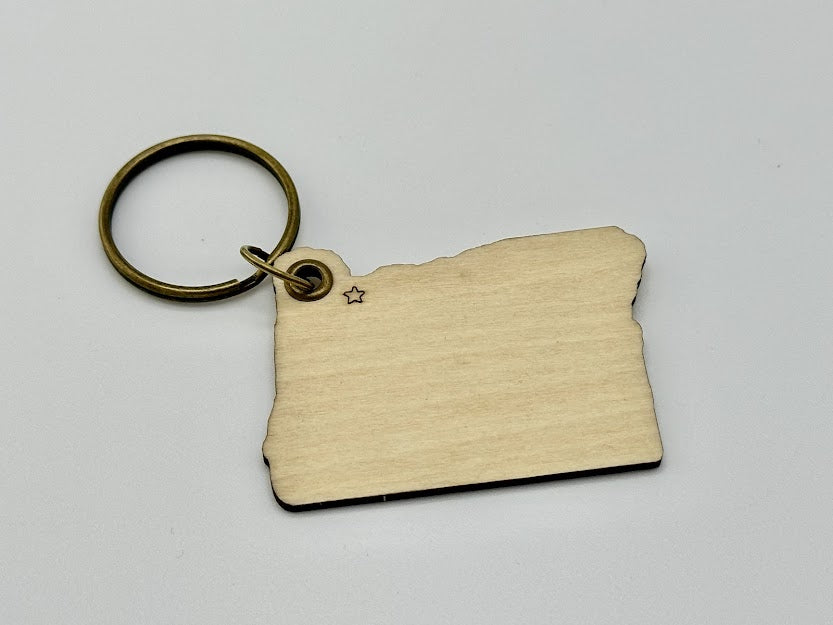 Oregon State Wood Keychain