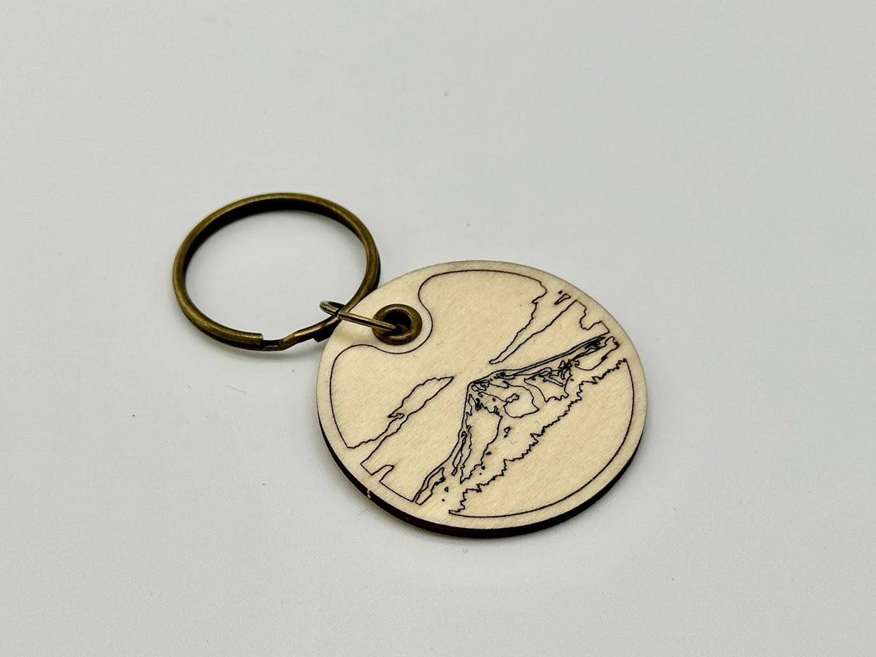 Mt. Hood View Wood Keychain