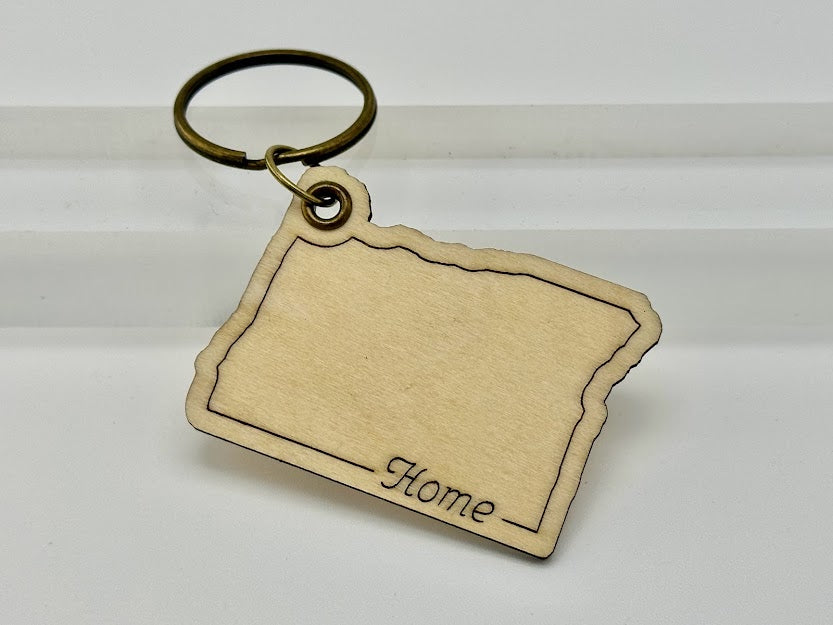 Oregon State Wood Keychain