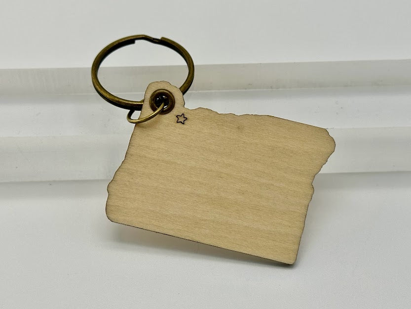 Oregon State Wood Keychain