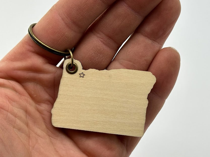 Oregon State Wood Keychain