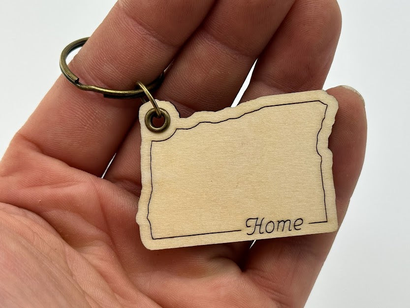 Oregon State Wood Keychain