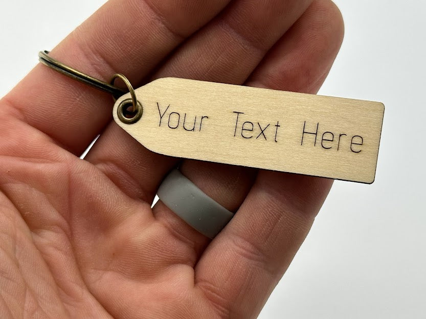 Customizable Personalized Laser Engraved Text Wood Keychain