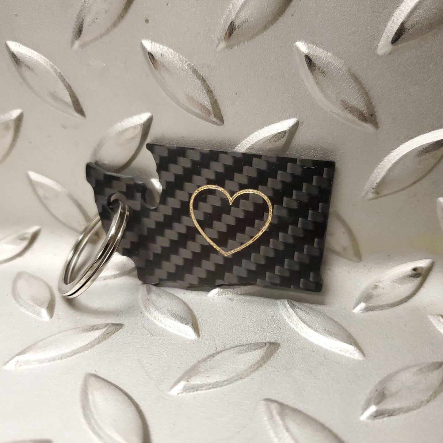 Washington State Carbon Fiber Engraved Keychain
