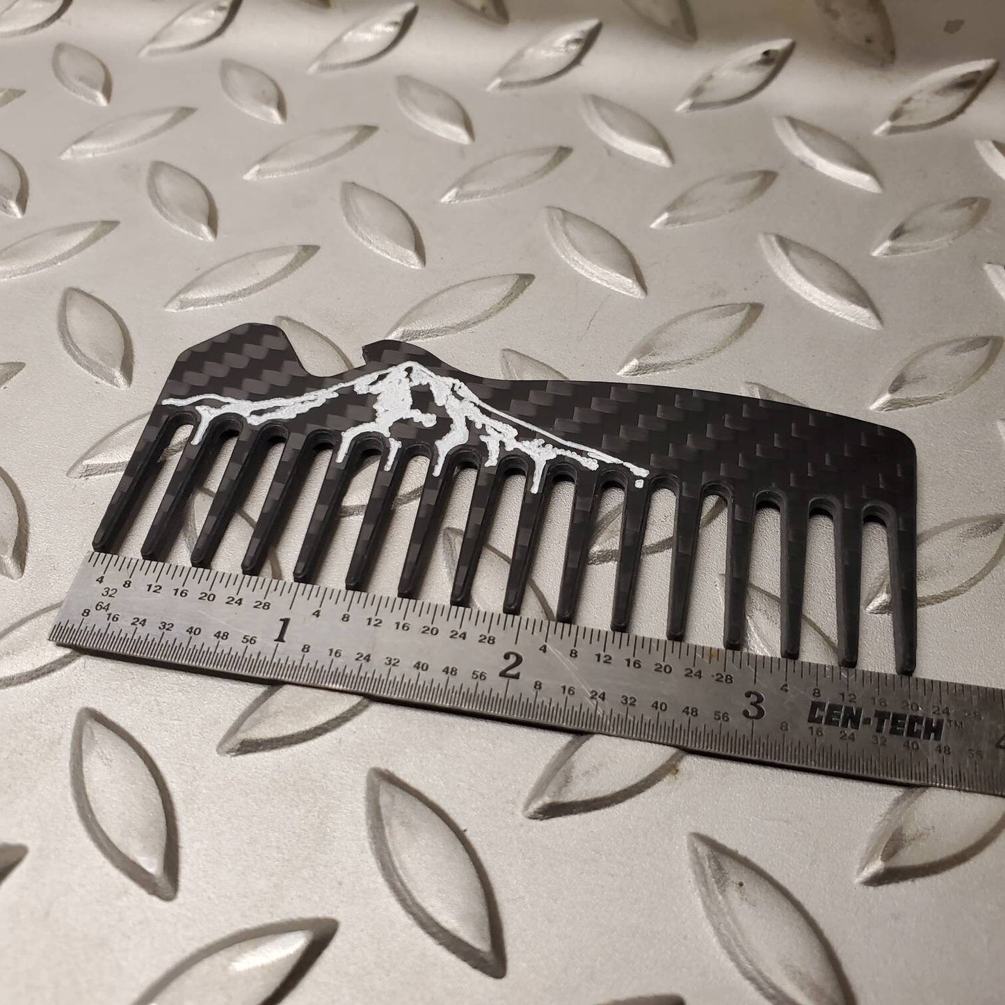 Mt. Hood Oregon Carbon Fiber Engraved Comb