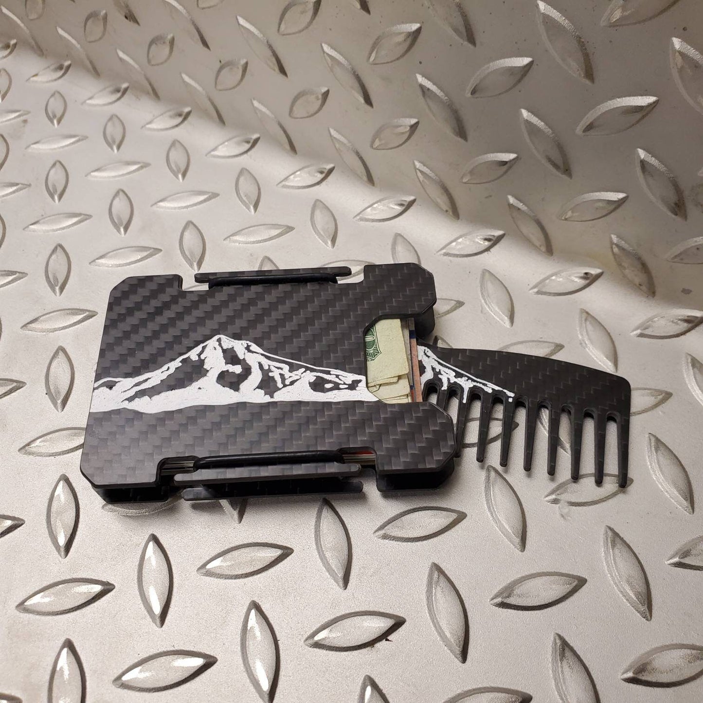 Mt. Hood Oregon Carbon Fiber Engraved Comb