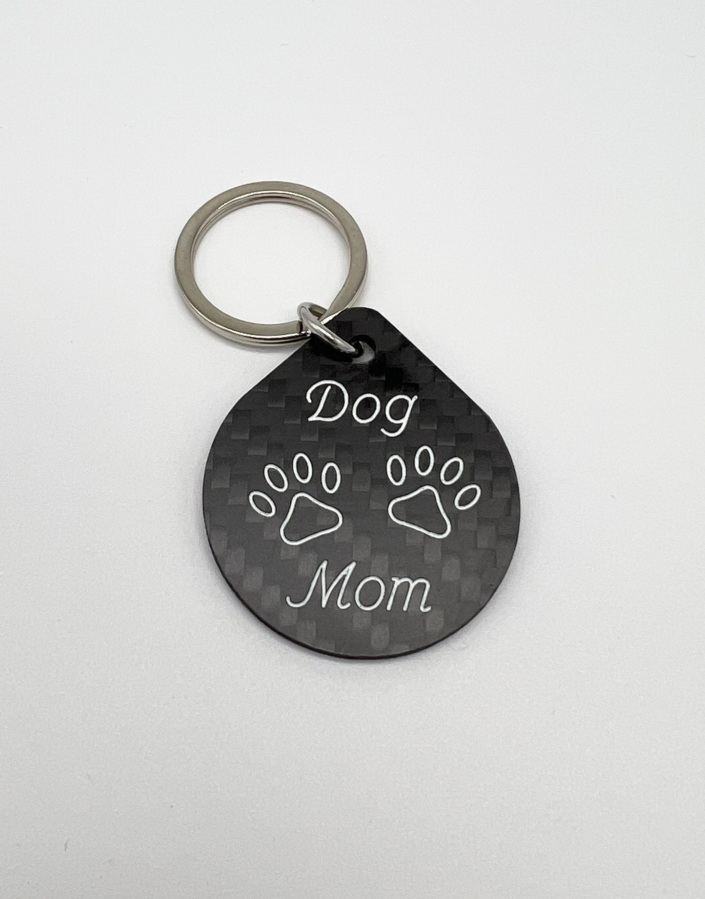 Dog Parent Carbon Fiber Keychain