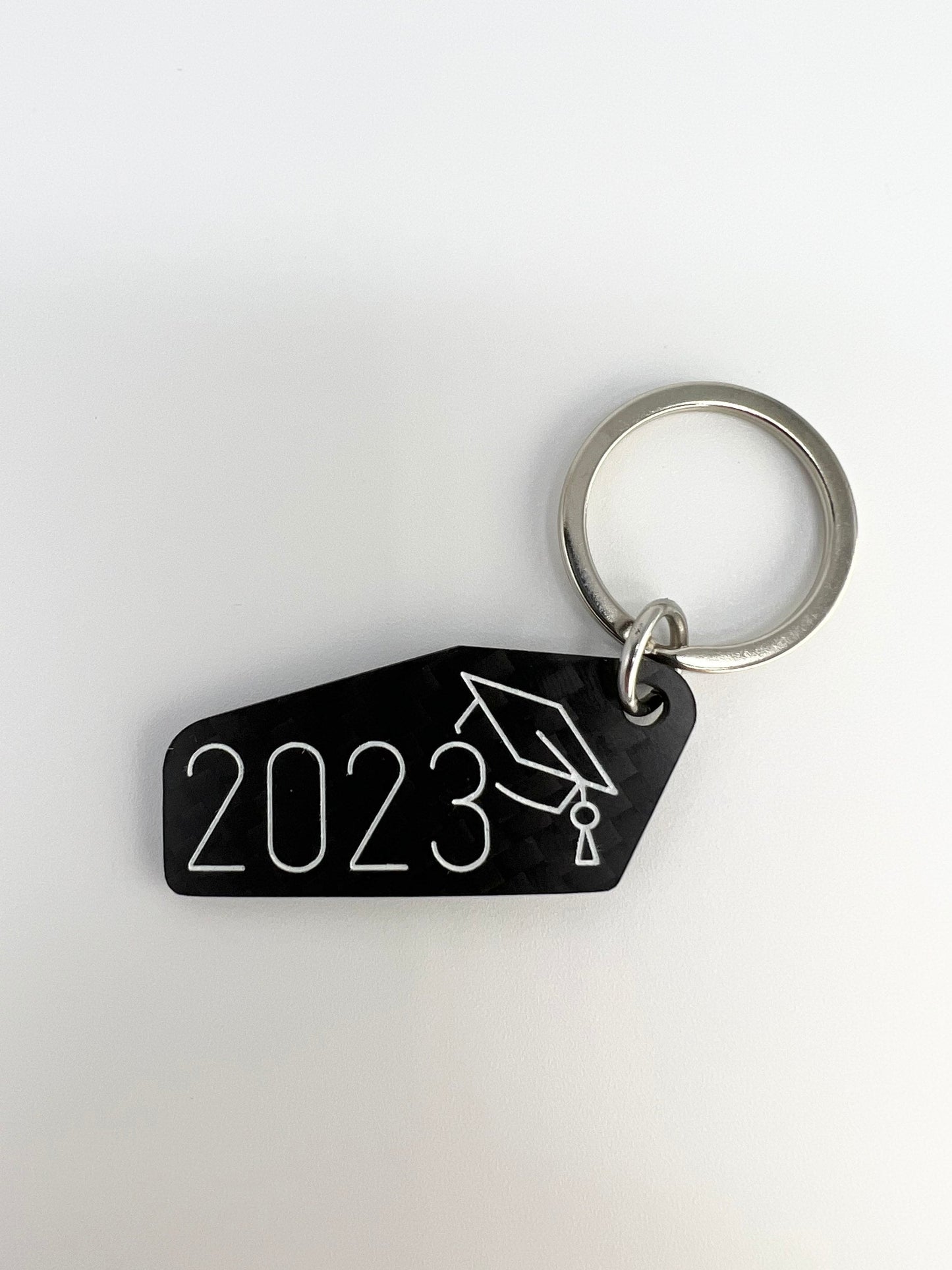 Engraved Carbon Fiber 2023 Graduation Keychain