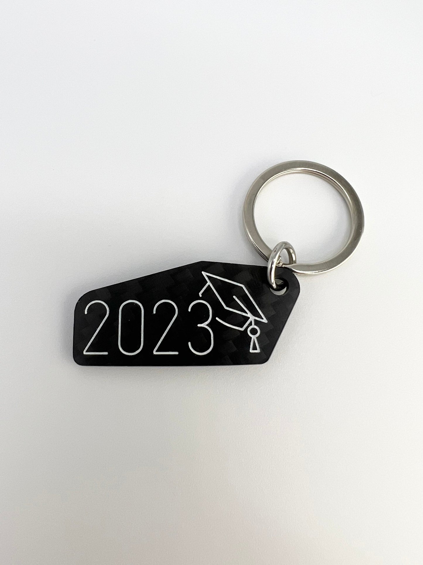 Engraved Carbon Fiber 2023 Graduation Keychain