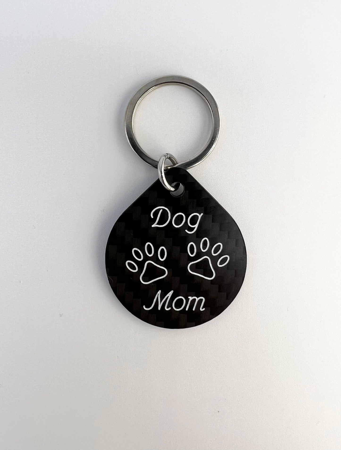 Dog Parent Carbon Fiber Keychain