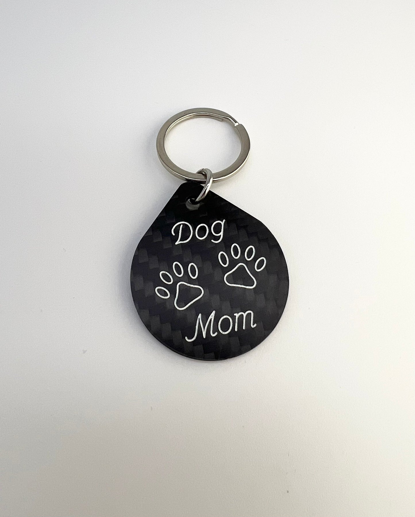 Dog Parent Carbon Fiber Keychain