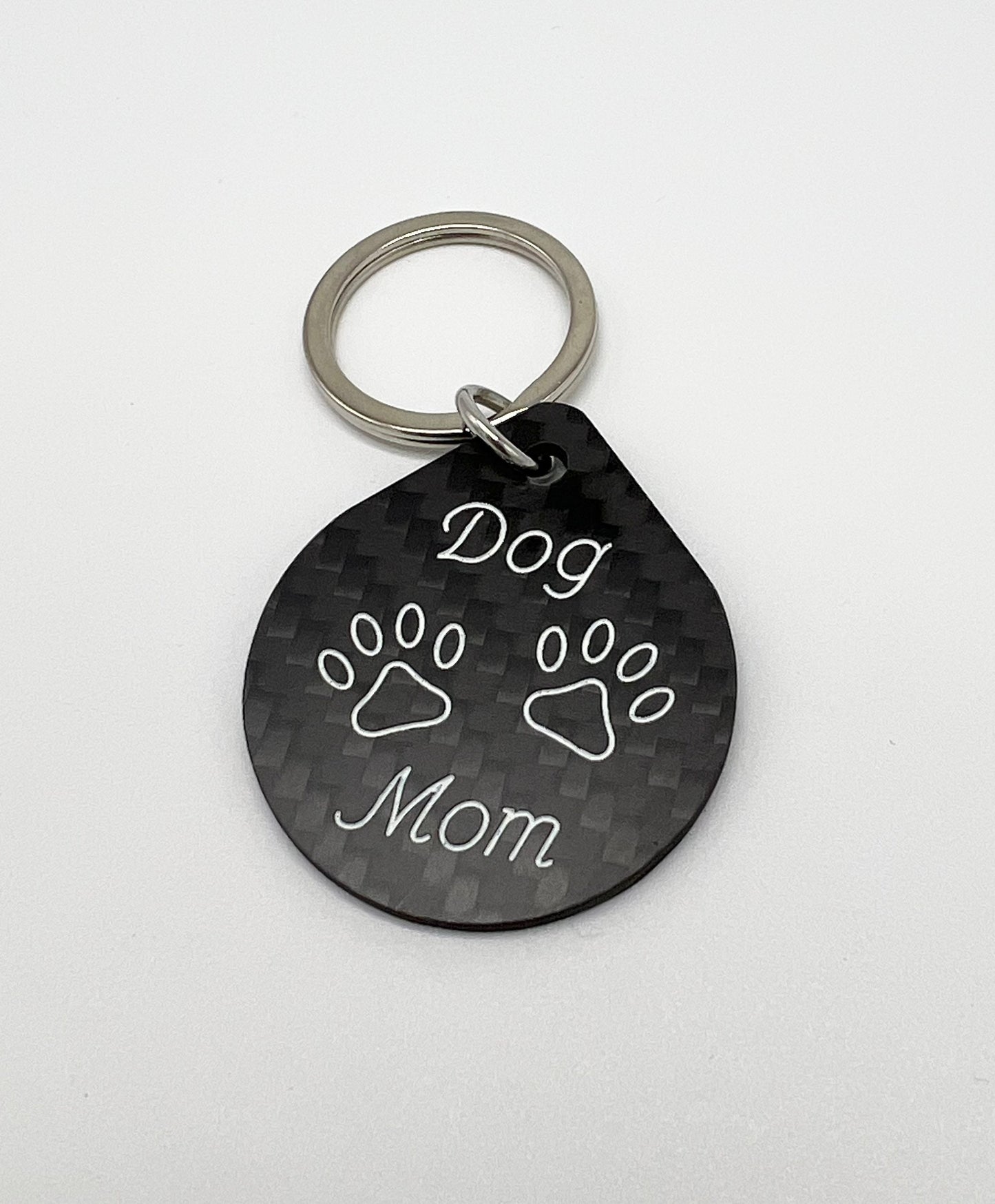 Dog Parent Carbon Fiber Keychain