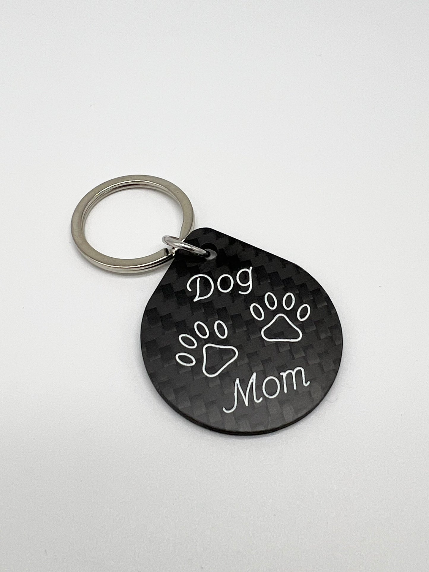 Dog Parent Carbon Fiber Keychain