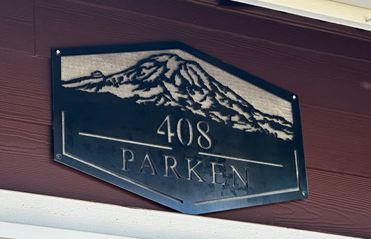 Mt. Rainier Metal House Number and Name Sign