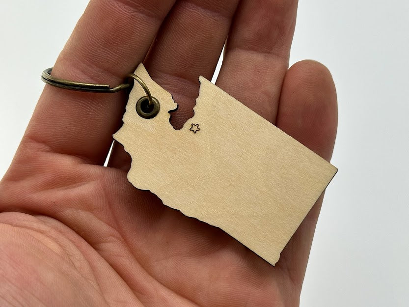 Washington State Wood Keychain