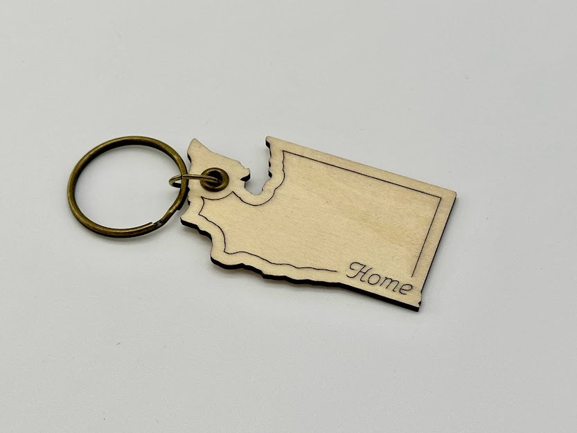 Washington State Wood Keychain