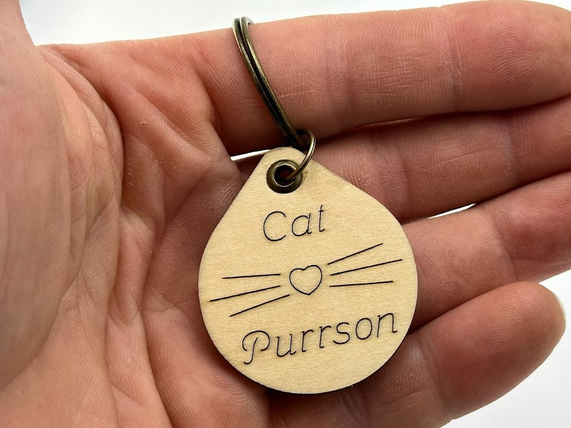 Cat Parent Wood Keychain