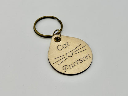 Cat Parent Wood Keychain