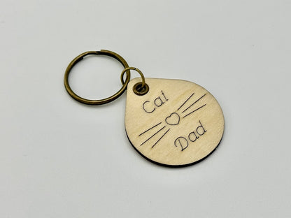 Cat Parent Wood Keychain