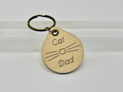 Cat Parent Wood Keychain