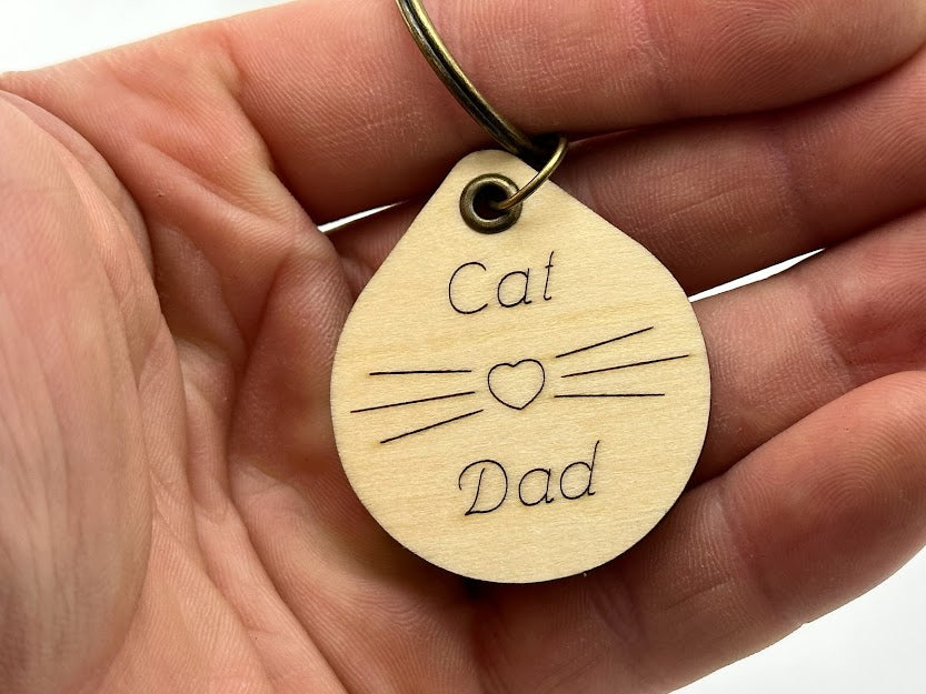 Cat Parent Wood Keychain