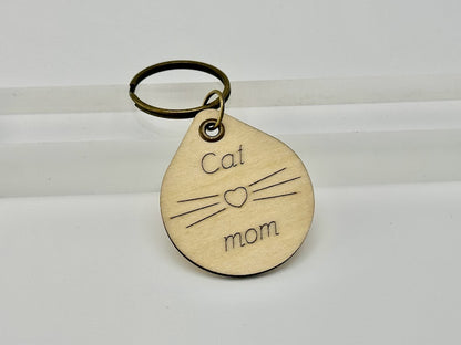 Cat Parent Wood Keychain