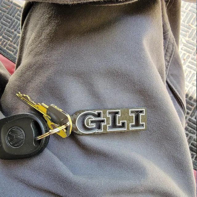 engraved custom carbon fiber keychain GLI volkswagen golf