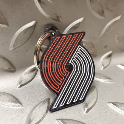 engraved custom carbon fiber keychain blazers logo portland trailblazers