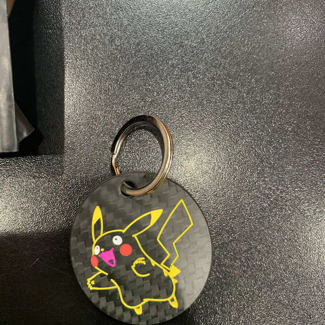 engraved custom carbon fiber keychain pikachu pokemon